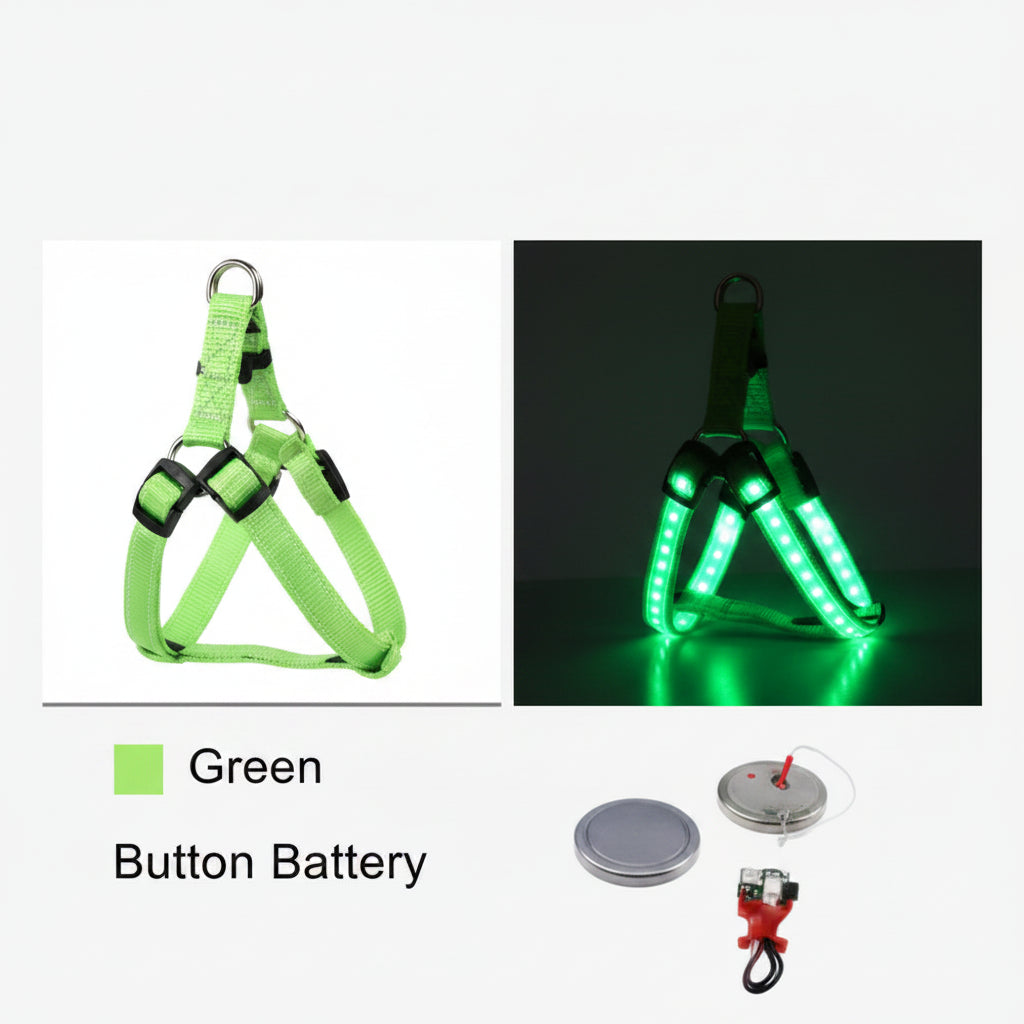 Harnais LED Réfléchissant pour Chien – Sécurité Nocturne, Lumineux et Ajustable