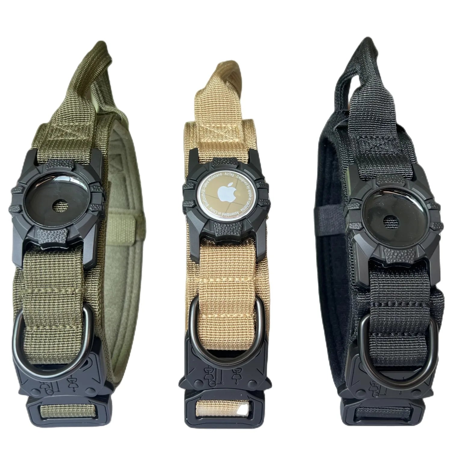 Collier Tactique Chien avec Porte-AirTag | GPS Tracker | Nylon Militaire M/L/XL