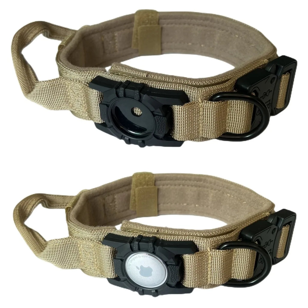 Collier Tactique Chien avec Porte-AirTag | GPS Tracker | Nylon Militaire M/L/XL